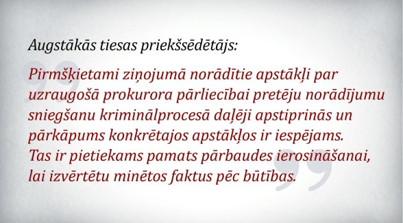 Augstākās tiesas priekšsēdētājs ierosina pārbaudi, vai ir pamats ģenerālprokurora atlaišanai