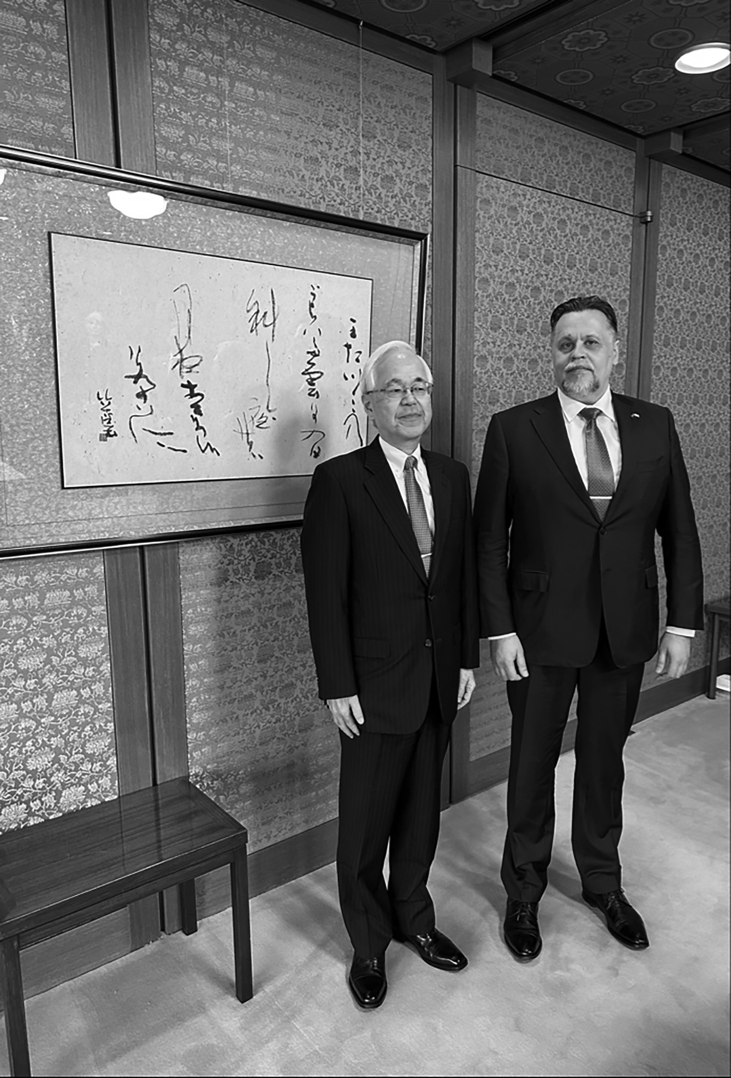 Japānas Augstākās tiesas priekšsēdētājs Saburo Tokura <BR> un Latvijas Augstākās tiesas priekšsēdētājs Aigars Strupišs